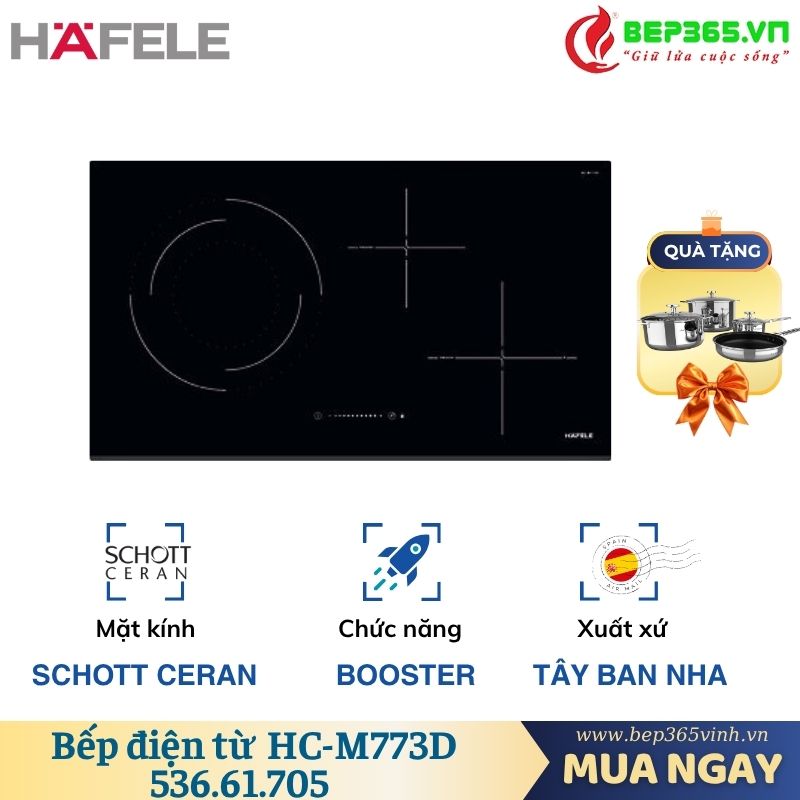Bếp điện từ 3 vùng nấu Hafele HC-M773D 536.61.705 3 Bếp điện từ 3 vùng nấu Hafele HC-M773D 536.61.705