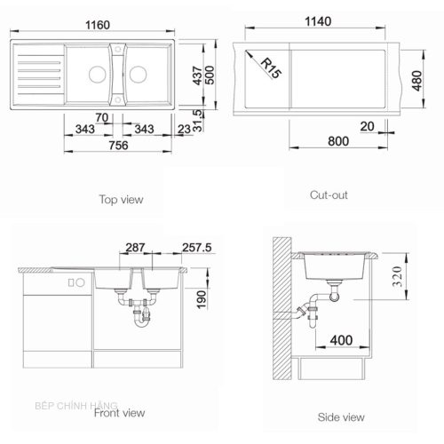 Chậu rửa chén Blanco LEXA 8S Alu Metalic 7 chau rua blanco lexa 8 s alu metallic 1