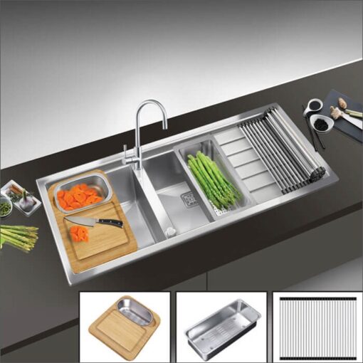 Chậu rửa bát đôi Dudoff SPOT MA5L (Rổ +khay cuộn) - Ảnh 3