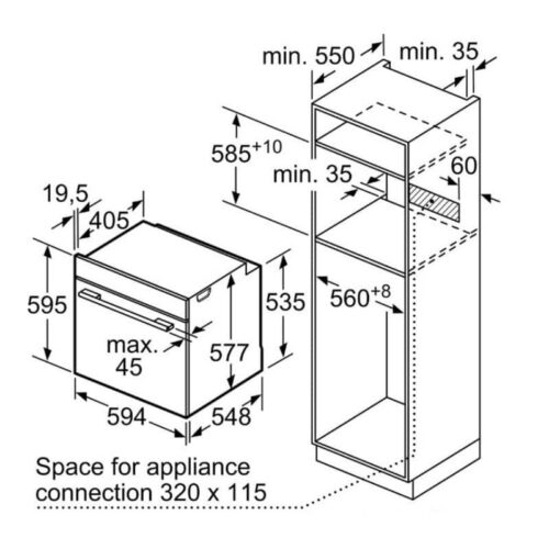 Kích thước lò nướng Bosch HBG633BB1B