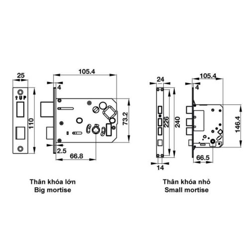 kích thước của khóa điện tử Hafele EL7500-TC 912.05.716