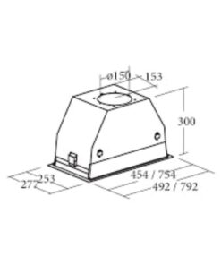 Kích thước máy hút khói khử mùi Cata GC DUAL WH 45