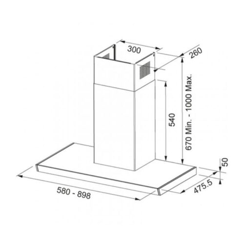 Kích thước máy hút khử mùi Franke FS TS 906 W XS CH 110.0377.522