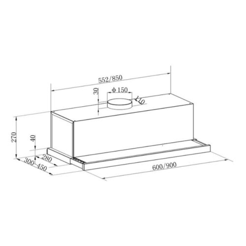 Kích thước máy hút mùi âm tủ hiệu Franke CXW-200-FPG605 315.0575.869