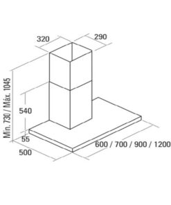 Kích thước máy hút mùi áp tường Cata SYGMA VL3 600 /B