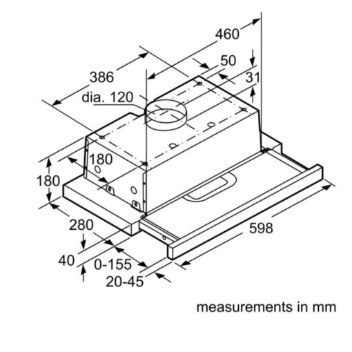 Kích thước máy hút mùi Bosch DHI645HX