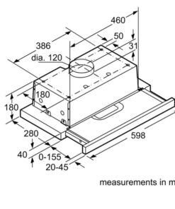 Kích thước máy hút mùi Bosch DHI625T