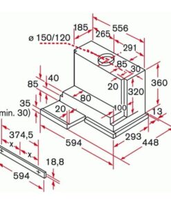 Kích thước máy hút mùi Bosch DHI655FX
