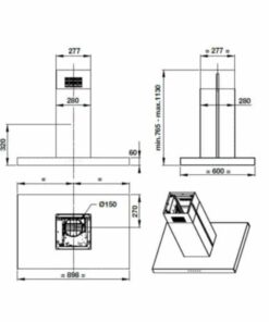 Kích thước máy hút mùi đảo Hafele HH-IS90B 539.81.715