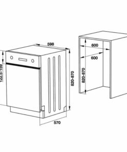 Kích thước Máy rửa chén bát âm bán phần Hafele HDW-HI60B 533.23.210