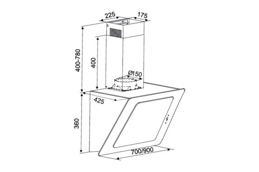 Máy hút khử mùi áp tường Kocher K-2080V 90cm - Ảnh 3