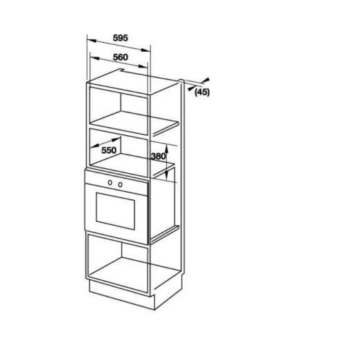 Kích thước của Lò vi sóng kết hợp nướng âm tủ Hafele HM-B38C 538.01.111