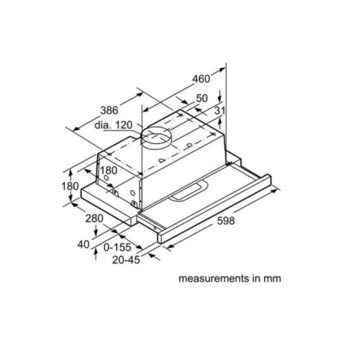 kích thước của Máy hút mùi Bosch DHI623GSG 539.86.052