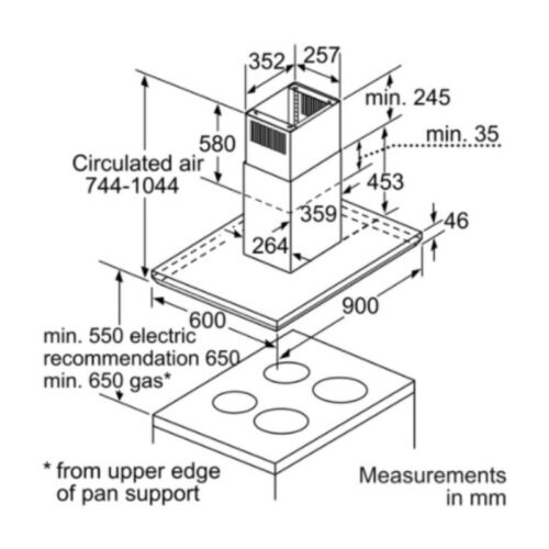 Kích thước máy hút mùi Bosch DIB091U51