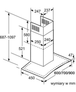 Kích thước máy hút mùi Bosch DWA09E651
