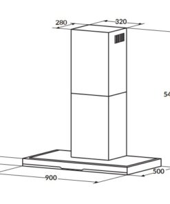 kích thước cùa Máy hút mùi ống khói 90cm kiểu mới Rosieres RDSV 985 PN