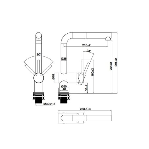 Kích thước vòi rửa bát Hafele HT21-CH1P254 577.55.200