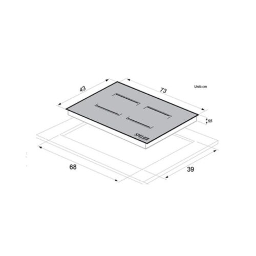 Kích thước bếp từ 2 vùng nấu Spelier SPE-IC928 PLUS