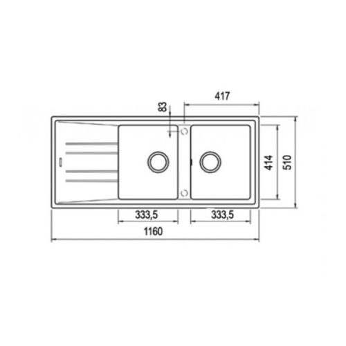 Kích thước của Chậu đá Teka STONE 80 B-TG 2B 1D Grey