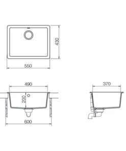 kích thước của chậu rửa bát đá Hafele Galba HS-GS5543 570.35.330