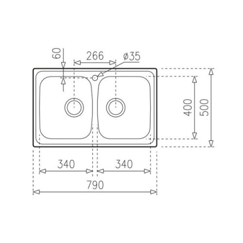Chậu Teka UNIVERSE 80 T-XP 2B 115040009 6 Kích thước của Chậu Teka UNIVERSE 80 T-XP 2B