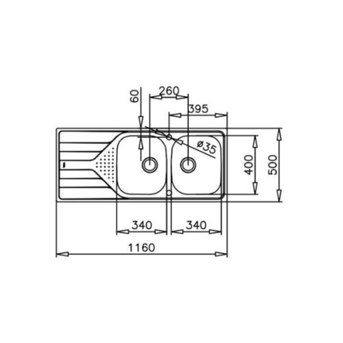 Kích thước của Chậu Teka UNIVERSE 80 T-XP 2B 1D