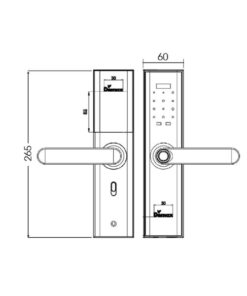 Kích thước của Khóa cửa điện tử Demax SL266 AC