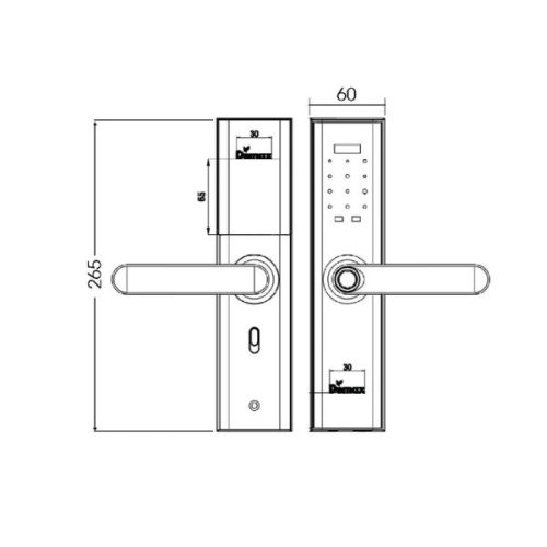Khóa cửa điện tử Demax SL266 BN 5 Kích thước của Khóa cửa điện tử Demax SL266 BN