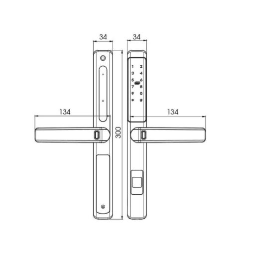Kích thước của Khóa cửa điện tử Demax SL601 PW - APP WIFI