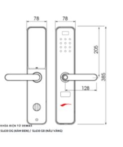 Kích thước của Khóa cửa điện tử Demax SL630 DG