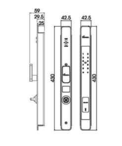 Kích thước của Khóa cửa điện tử Demax SL801 YB - APP WIFI