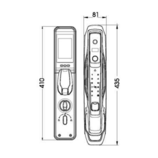Kích thước của Khóa cửa thông minh nhận diện khuôn mặt FACE ID-3D Demax SL968 GS