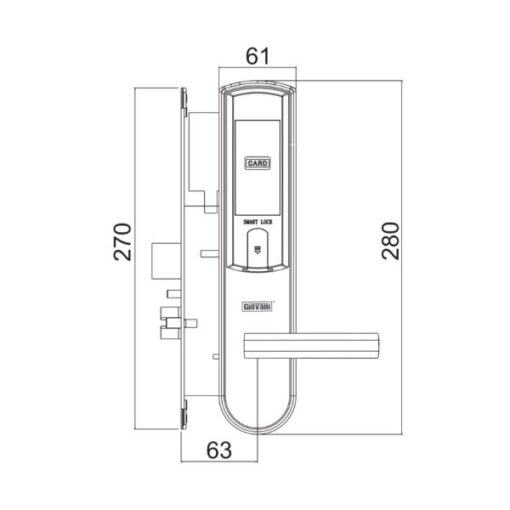 Kích thước của Khóa điện tử thông minh Giovani GSL-126C135
