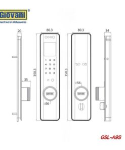 Kích thước của Khóa điện tử thông minh Giovani GSL-A9S