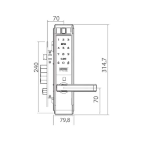 Kích thước của Khóa điện tử thông minh Giovani GSL-K66FG