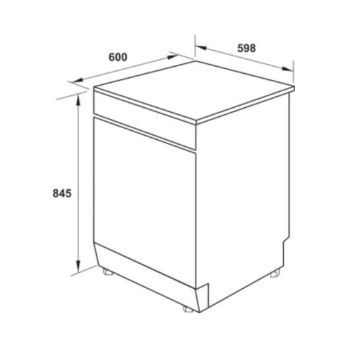 Kích thước Máy rửa bát Halefe HDW-F60G 535.29.590