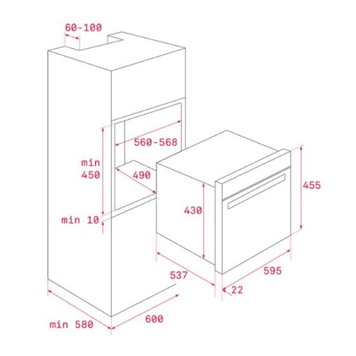 Kích thước của Lò nướng kết hợp vi sóng Teka HLC 844 C BK-SS