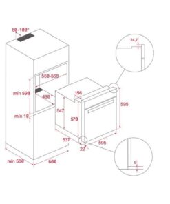 Kích thước của Lò nướng Teka HLB 8415 BK (có khay hấp)