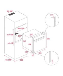 Kích thước của Lò nướng Teka HLB 8600 Steam Grey