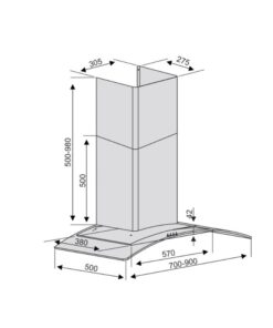 Kích thước máy hút mùi Lorca TA-2001B-70