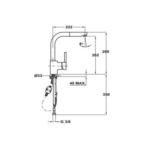 Kích thước của Vòi rửa Teka Sink faucet pull out ARK 938