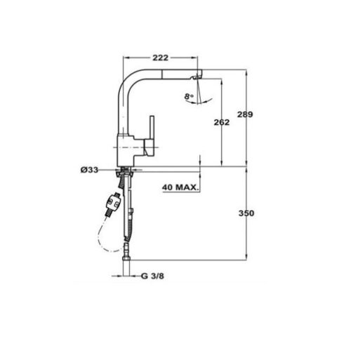 Kích thước của Vòi rửa Teka Sink faucet pull out ARN 938