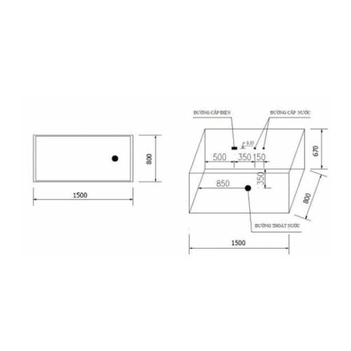 Bồn tắm Massage Govern K-1511 6 Kích thước của Bồn tắm Massage Govern K-1511