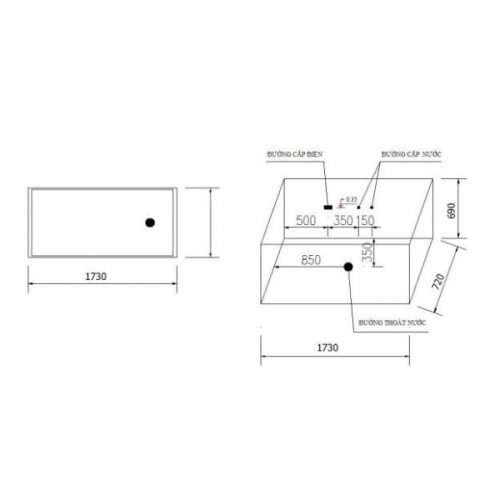 Bồn tắm Massage Govern K-1512 7 Kích thước của Bồn tắm Massage Govern K-1512