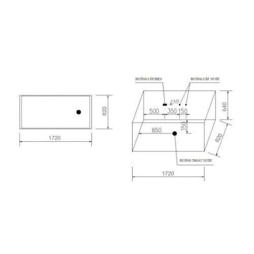 Kích thước của Bồn tắm Massage Govern K-1710