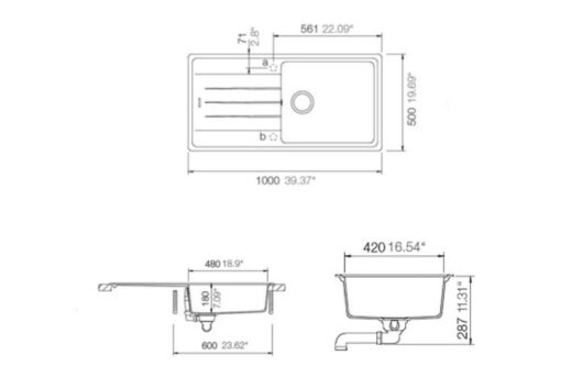 Chậu rửa bát đá Hafele Antonius HS-GSD10050 570.32.830 - Ảnh 2