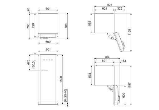 Tủ lạnh Hafele Smeg FAB28RDIT5 535.14.537 màu cờ Ý - Ảnh 4