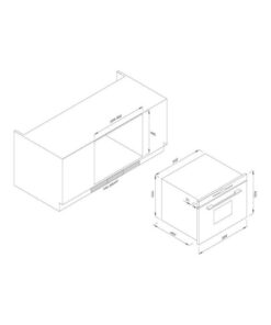 Kích thước lò hấp Malloca MST35-IX03 (kính đen)