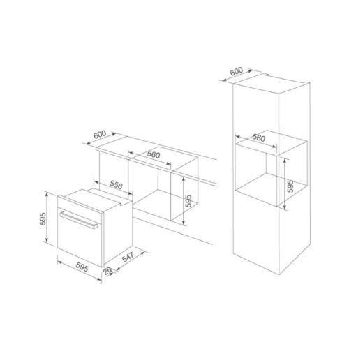 Kích thước lò nướng âm tủ Malloca MOV-726 MC