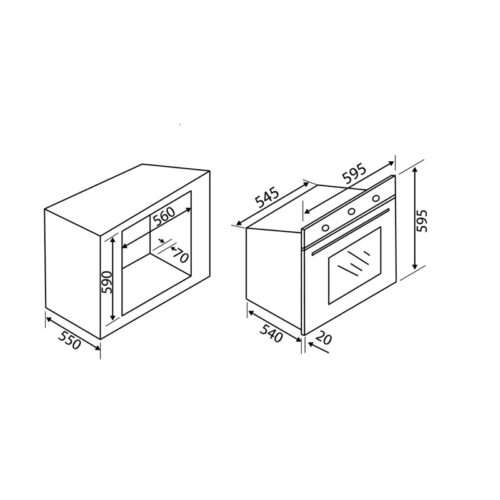 Kích thước lò nướng Malloca EB - 56ECD4G - 8BC36